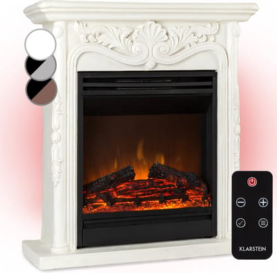 Decoratieve Klarstein-haard met LED-vlammen, elektrische haard met verwarming, 1800W elektrische haard, energiezuinige elektrische haard, wandhaard met afstandsbediening en timer, elektrische haarden met MDF-behuizing