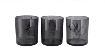 JOLLY TRANSPARENT GREY T-LIGHT 7X8CM - set van 3