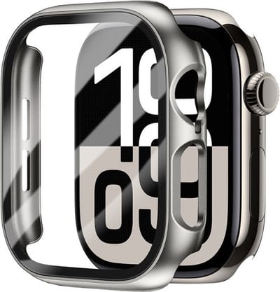 Strap-it Hard case hoesje met screen protector glas - geschikt voor Apple Watch Series 10/11 - 46mm (titanium leisteen)