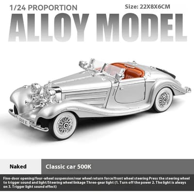 1:24 500K Klassieke Auto Legering Metaal Diecast Auto Model Geluid & Licht Bureau Collectie Hobby Ornamenten Cadeau Jongen C366