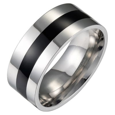 Ring Heren Zilver kleurig - Staal - Black Belt - Ringen - Papa Cadeau Voor Mannen - Vaderdag