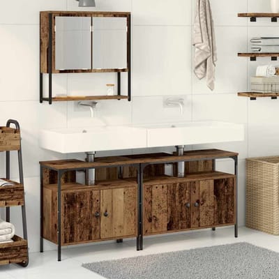 vidaXL - Badkamermeubel - Set - 3 - st - Bruin - Bewerkt - hout