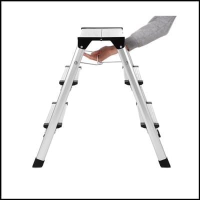 Trapladder – Aluminium Ladder – 3 Treden – Multifunctionele Huishoudladder – Tot 150 Kg