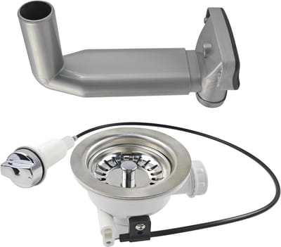 Afvoer keukenspoelbak - 114 mm - geschikt voor alle spoelbakken - zilver - PP en roestvrij staal 304