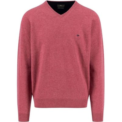Fynch-Hatton Trui V-Neck Merino Cashmere Berry / male