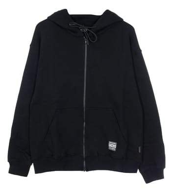 Lichtgewicht herensweatshirt met capuchon en rits, geribde hoodie met gradientrits, zwart