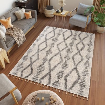 Tapiso Versay Fringes Vloerkleed Hoogpolig Shaggy Tapijten Maat- 80x200