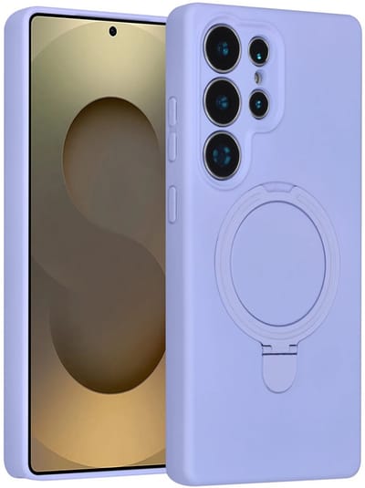 Backcover Hoesje Geschikt voor: Samsung Galaxy S24 Ultra Volledig Dekkende Schokbestendige Siliconen Backcover met Ringstandaard – 360° Bescherming - Lila