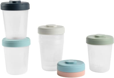 Béaba Clipportie Bewaarpotjes Babyvoeding - Set van 6 x 250 ml - Hermetisch en Lekvrij Afgesloten voor Onderweg - Stapelbaar met Maatverdeling en Labelvlak - Geschikt voor Vriezer, Magnetron, Babycook en Vaatwasser - BPA-vrij
