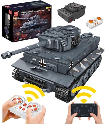 Mould King 20014 Tiger RC Tank bouwset | WW2 Army auto constructie modelbouw | Educatief militair & leger speelgoed bouwpakketten voor kinderen & volwassenen | Incl Radiografisch bestuurbare remote | Bouwdoos met 850 bouwstenen