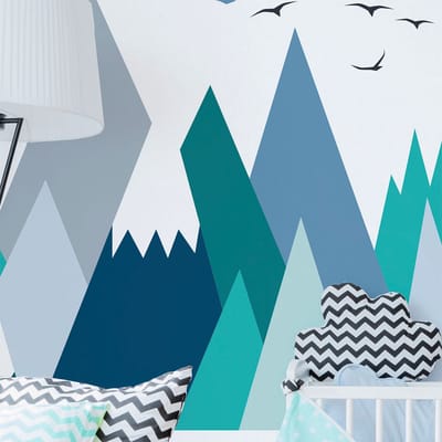Kinderstickers van Scandinavische bergen, ontwerp van Lolika, 120 x 180 cm