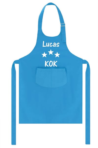 Mijncadeautje - Kinderschort met naam - blauw - 3 sterren kok - met eigen naam naar keuze