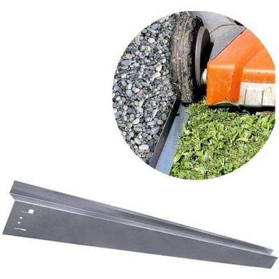 Metalen gazonrand met wielgeleider en bevestiging 9,5 cm x 70 cm voor grasmaairand en bloembedden grijs