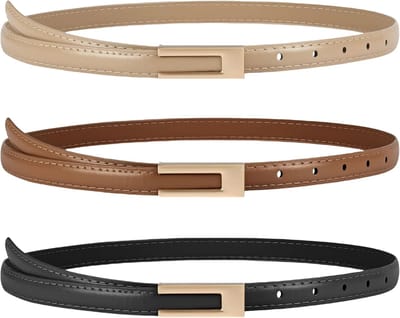 flintronic Leren riem voor dames, dunne tailleriem, skinny riem met metalen gesp, solide en decoratieve vintage riem, klassieke slanke tailleriem, verstelbare tailleband voor jeans, jurken, kostuumjas
