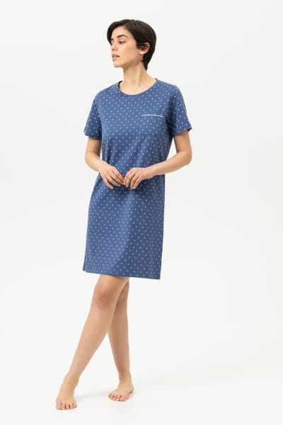Nachtjapon met korte mouwen Serie Polka Dreams Midnight Dust