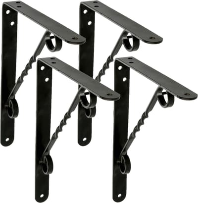 AMIG Plankdrager/steun/beugel Decoratief - 4x - metaal - zwart - H150 x B125 mm - Tot 145 kg - boekenplank steunen