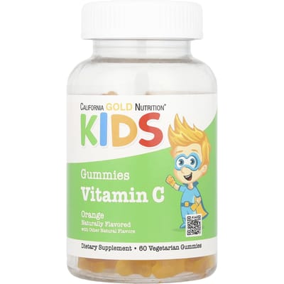 California Gold Nutrition, Vitamine C pour enfants, sans gélatine, arôme naturel d'orange, 60 bonbons gélifiés végétaliens