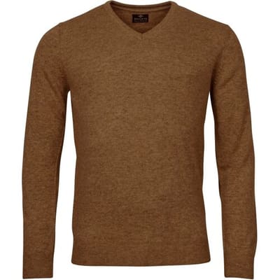 Baileys Trui V-Neck Lambswool Uni Color Single Knit Bruin / male