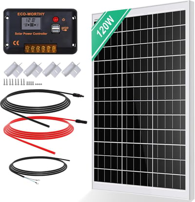 Zonnepaneel Set - Energie Opwekken - Off-Grid Stroom - Hoge Efficiëntie - 120 Watt - Zilver