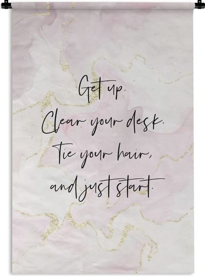 Wandkleed - Wanddoek - Bureau - Student - Motivatie - Quotes - Marmer - 120x180 cm - Wandtapijt