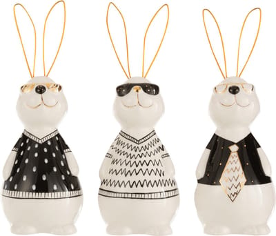 J-Line figuur Konijn Max - keramiek - small - 3 stuks
