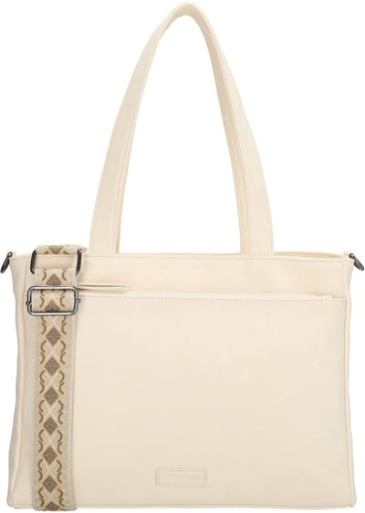 Beagles Malaga Hand & Schoudertas Shopper met Trendy Schouderband - Tote Bag - Dames Tas - Crème