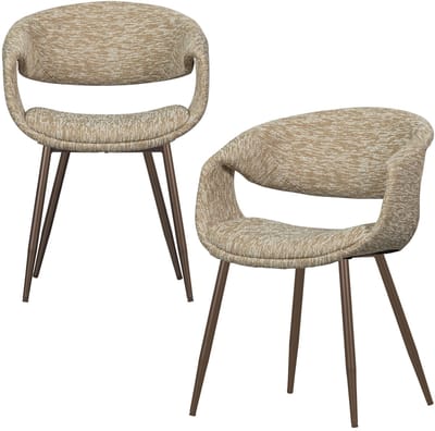 WOOOD Yossi Eetkamerstoelen Met Metalen Koper Poot - Zand - Set van 2