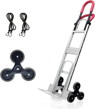 Trapklimwagen - Steekwagen Dolly - Zware Lasten Verplaatsen - 6 Wielen Driehoek - 600 lbs Capaciteit - Zilver