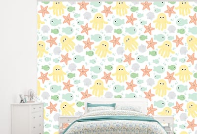 Behang - Fotobehang Zeedieren - Baby - Schelpen - Breedte 300 cm x hoogte 240 cm
