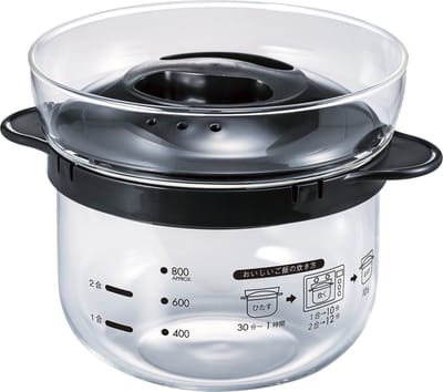 HARIO Rijstkoker Magnetron - Hittebestendig glas - Voor 2 personen - Vaatwasserbestendig