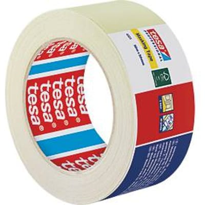 tesa tesakrepp 4323 Basis crêpetape, lichtbeige, 50 m × 50 mm, gemakkelijk afscheurbaar, voor schilderwerk