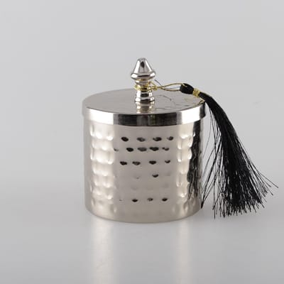 Roos Geurkaars in Gehamerd Chroom Doosje – 8 x 10 cm – Luxe en Elegant Design