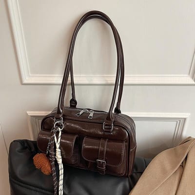 Retro multi-pocket onderarmtas voor werk en woon-werkverkeer, grote capaciteit, nieuw niche design, schoudertas met kussenfunctie gray