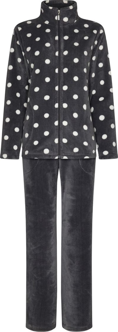 Pastunette dames huispak fleece - maat 38 - Stip - antraciet