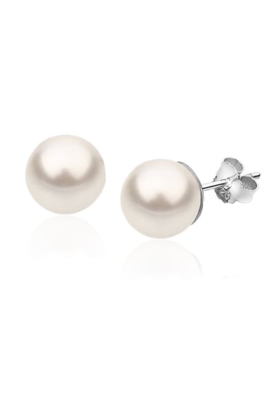 Nenalina - Oorbellen - Zilveren Dames Parelknopjes met witte synthetische parel - Dames