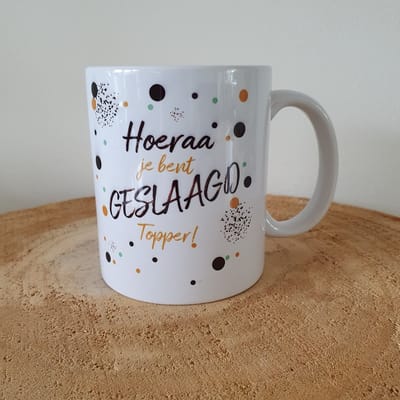 Beker - Hoera, je bent geslaagd topper - Geslaagd - Cadeau