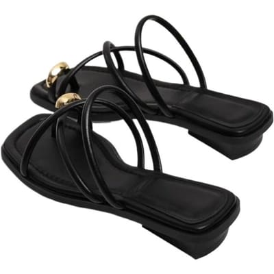 Mode Dames Sandalen met Dikke Zool Zomer Nieuwe Stijl Metalen Decoratie Kruisbandjes Vierkante Neus Slides Mujer slippers dames 37
