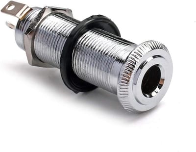 Cylinder Clamp End Pin Mono Panel Output Jack Socket voor Elektrische Gitaar en Bas 6.35mm, Chroom, Hoogwaardige Metalen Constructie, Duurzaam en Betrouwbaar