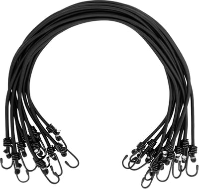 Pack van 10 Bungee Koorden met Haken - Weerbestendig en UV-bestendig Heavy Duty Elastische Touwen voor Caravan Camping en Transport
