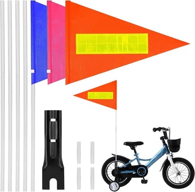 Veiligheidsvlaggen voor Kinderen - 3 Stuks Reflecterende Fietsvlaggen van 150 cm, Fietsaccessoires, Waarschuwingssignalen voor Kinderen