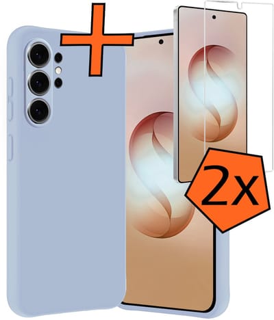 Hoes - Met 2x Screenprotector - Geschikt voor Samsung Galaxy S26 Ultra - Sterk & Shockproof - Back Cover - Siliconen Case - Telefoon Hoes - Lichtblauw