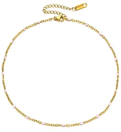 Aramat Jewels -Sieraden Enkelbandje goudkleurig staal - zwart -emaille