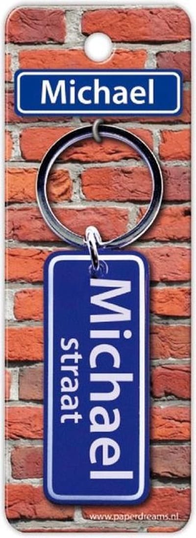 Paper Dreams Sleutelhanger Straatnaam Michael 9 Cm Staal Blauw
