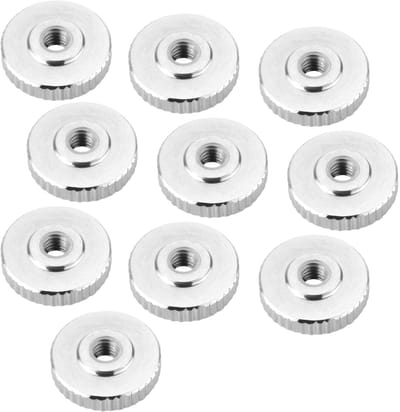 Set van 10 SOTECH kartelmoeren M3, roestvrij staal V2A (SS304), vlakke vorm, DIN 467, metrische kartelmoeren met gekartelde zijkanten.