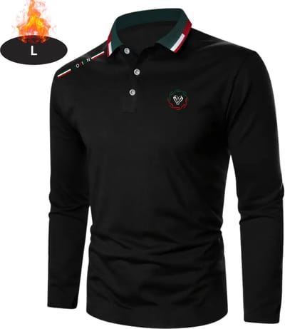 Livano Poloshirt Heren - T-Shirt Heren - Shirt - Overhemd - Polo Shirt Lange Mouwen - Zwart - L