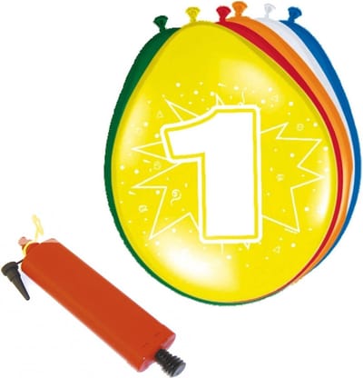 Folat - Verjaardag ballonnen pakket 1 jaar - 32x stuks met ballonpomp