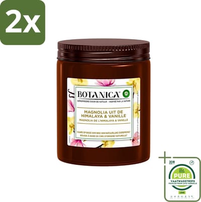 Botanica by Air Wick - Geurkaars - Vanille & Magnolia - 40 Uur Brandduur - Voordeelverpakking - 2 stuks - Geurkaars - Vanille