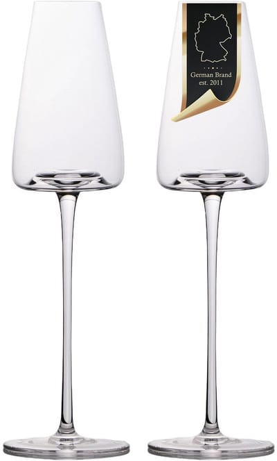 Intirilife 2x Champagneglas met modern design - 220 ml inhoud - Glas voor mousserende wijn, Prosecco, vaatwasmachinebestendig, kristalglas, schokbestendig