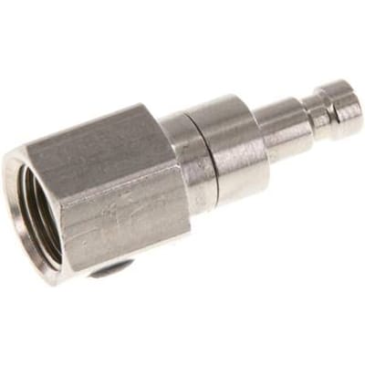Vernikkeld Messing DN 2.7 (Micro) Luchtkoppeling Insteeknippel G 1/8 inch Binnendraad Double Shut-Off - CLP2-F-BN-SV-P-018