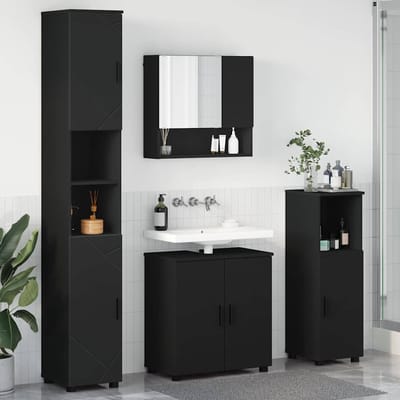 vidaXL - Badkamermeubel - Set - 4 - st - Zwart - 61 - x - 35 - x - 64 - cm